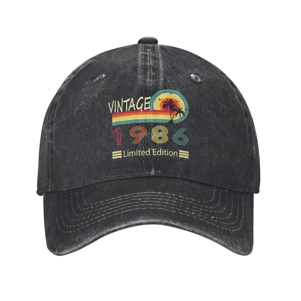 Unisex Vintage  Birthday Year  Years Old Printed Hats Vintage Distressed Denim Baseball Cap Adjustable