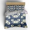 Crab Pattern Blue Background Bedding Duvet Cover Set Duvet Cover Pillowcases  (1*Duvet Cover 2*Pillowcases, Without Duvet Insert)