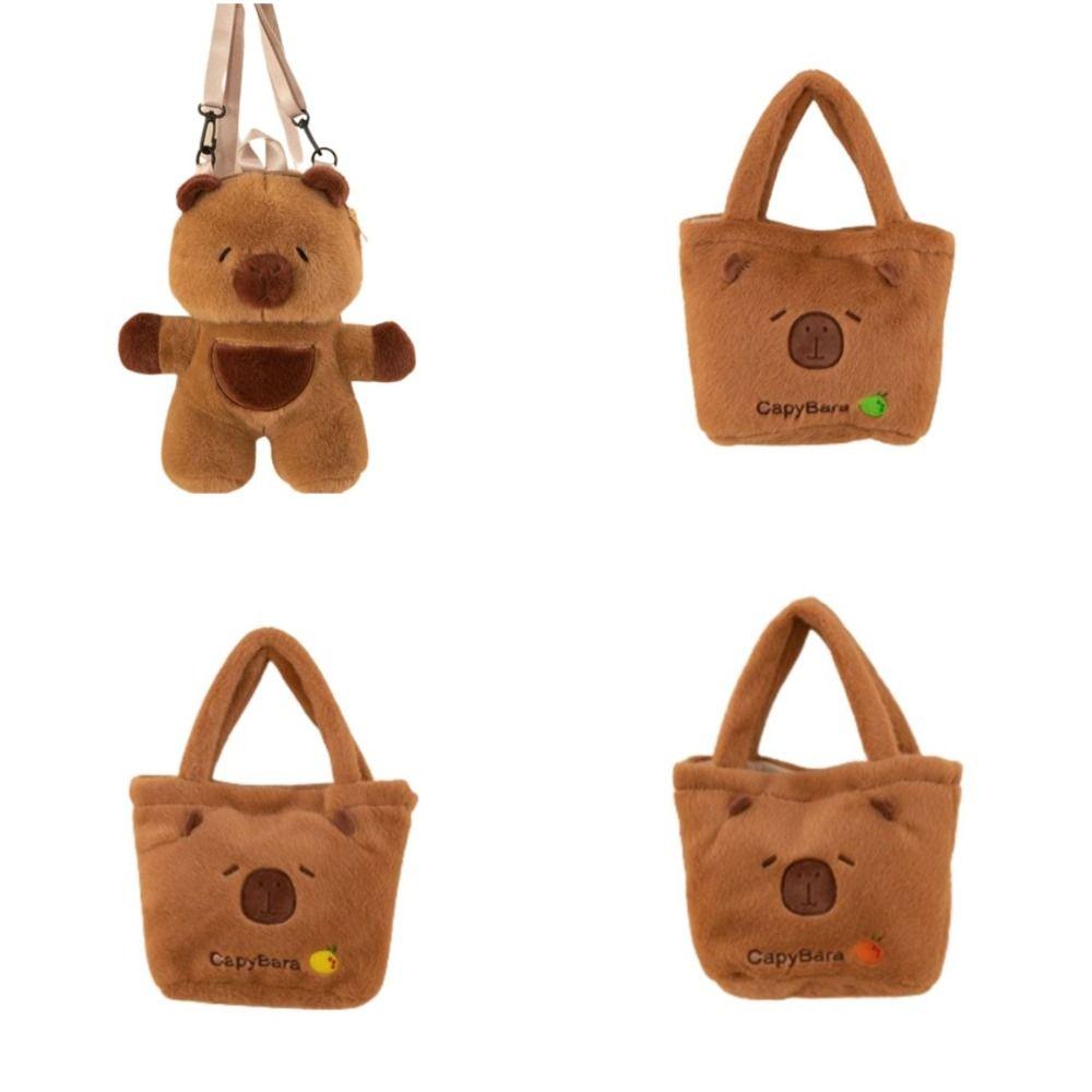 Large Capacity Capybara Plush Handbag Stuffed Cartoon Backpack Capybara Crossbody Bag  Unisex