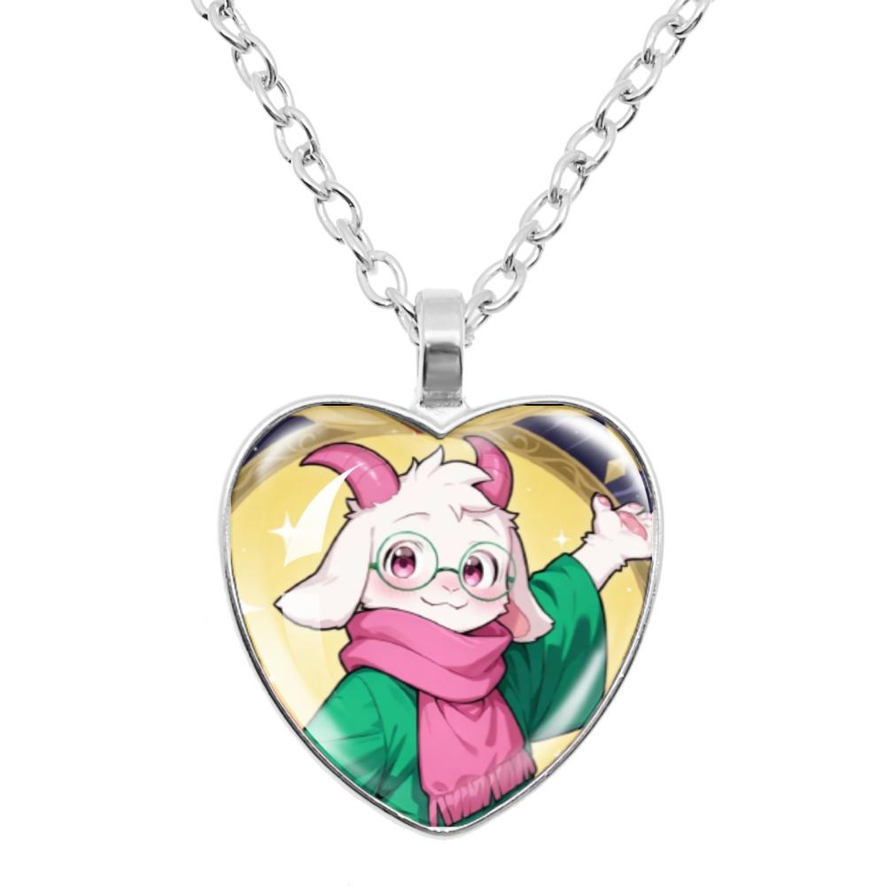 

Deltarune Game Gharacter Tenna,Kris,Spamton,Ralsei,Susie,Noelle Glass Heart Shape Pendant Necklace Charm Jewelry Friend Gift