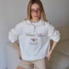 Women's Half Zip Turn Down Collar Sweatshirt Oversize Loose Fit Letter Wing Print Fleece Lined Pullover Top