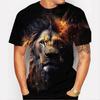 Summer 3D Lion Print Short Sleeved Men's Retro T-shirt Casual Tiger Print Quick Breathable T-shirt Top