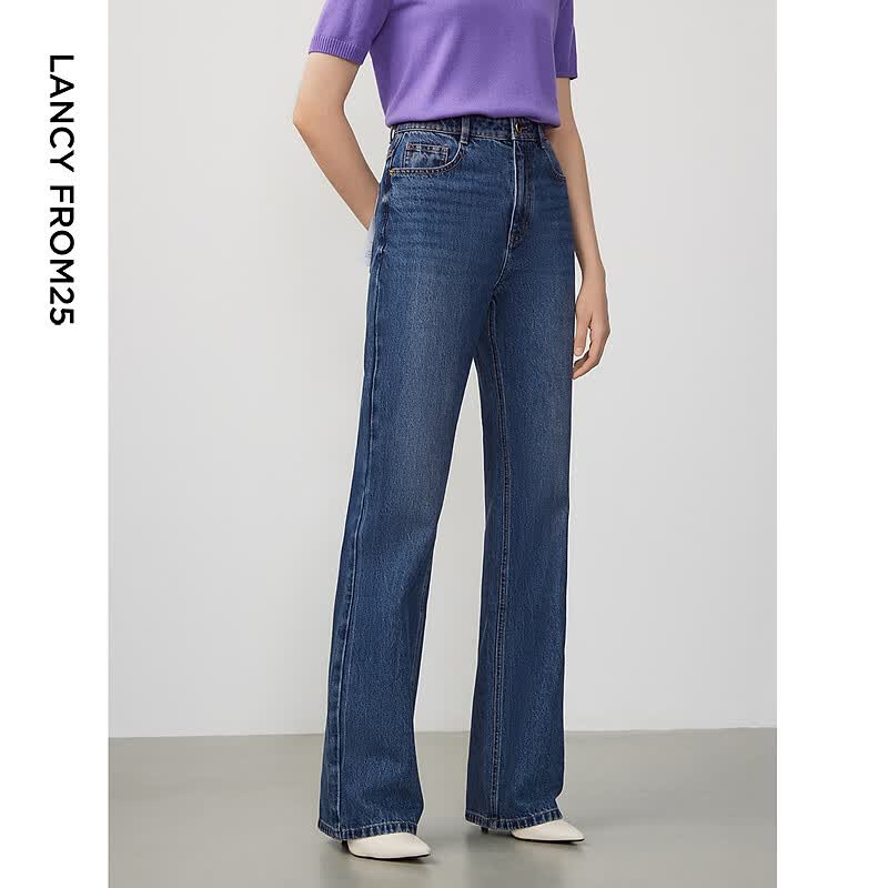 Langzi Women s Retro Washed High-Waist Wide-Leg Jeans XL