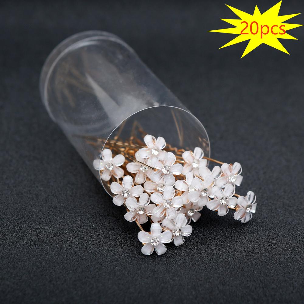

20pcs Fashion Elegant Bridal Pearl Hair Sticks Set with Crystal Floral Accents Wedding for Brides Luxury Headpiece Hair Sticks
