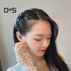 2Pcs Women Headband with Clips Double Layer Design Anti-slip Hairband Bang Braided Hair Hoop Hair Accessories
