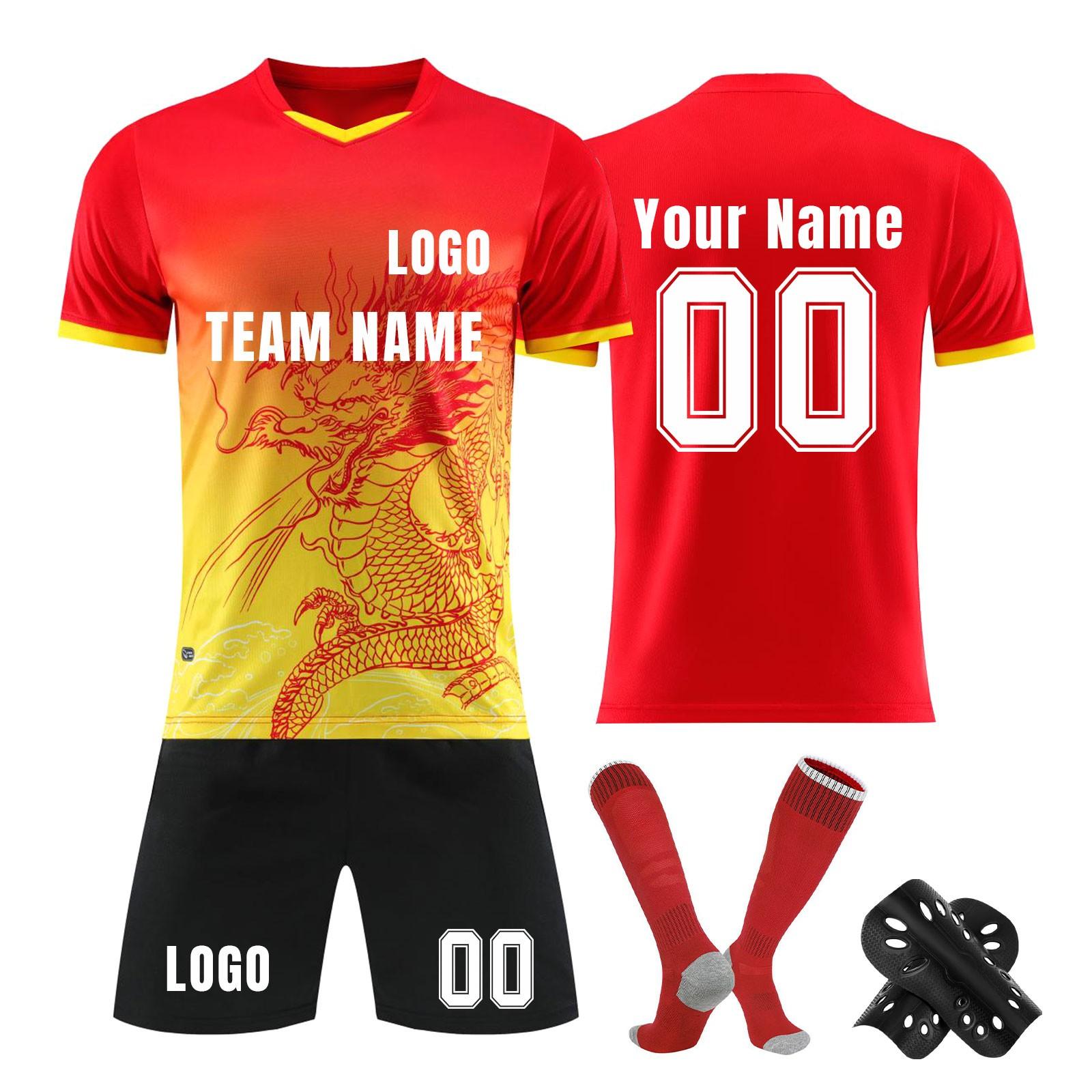 

Комплект персонализированных рубашек для мужчин и девочек с именем и номером, футбольные майки на заказ для мальчиков, тренировочный костюм XL красный