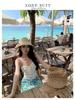 Women's Thailand Beach Resort Floral Two-Piece: White Bandeau Top & Skirt Set