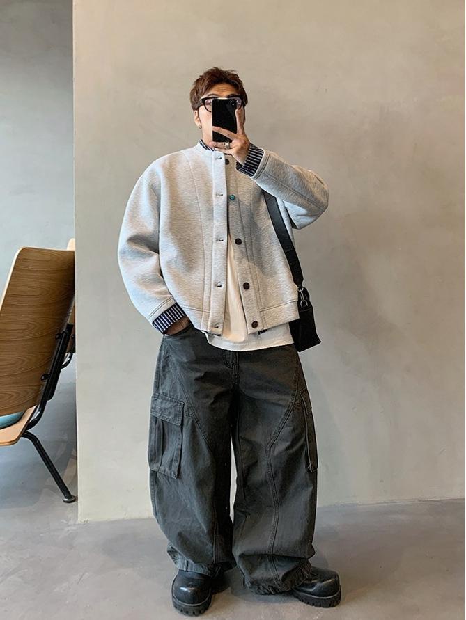 Men's 2026 Trendy Fake Two-Piece Hoodie Jacket - Button Design, Old Money Style, Casual Loose Fit