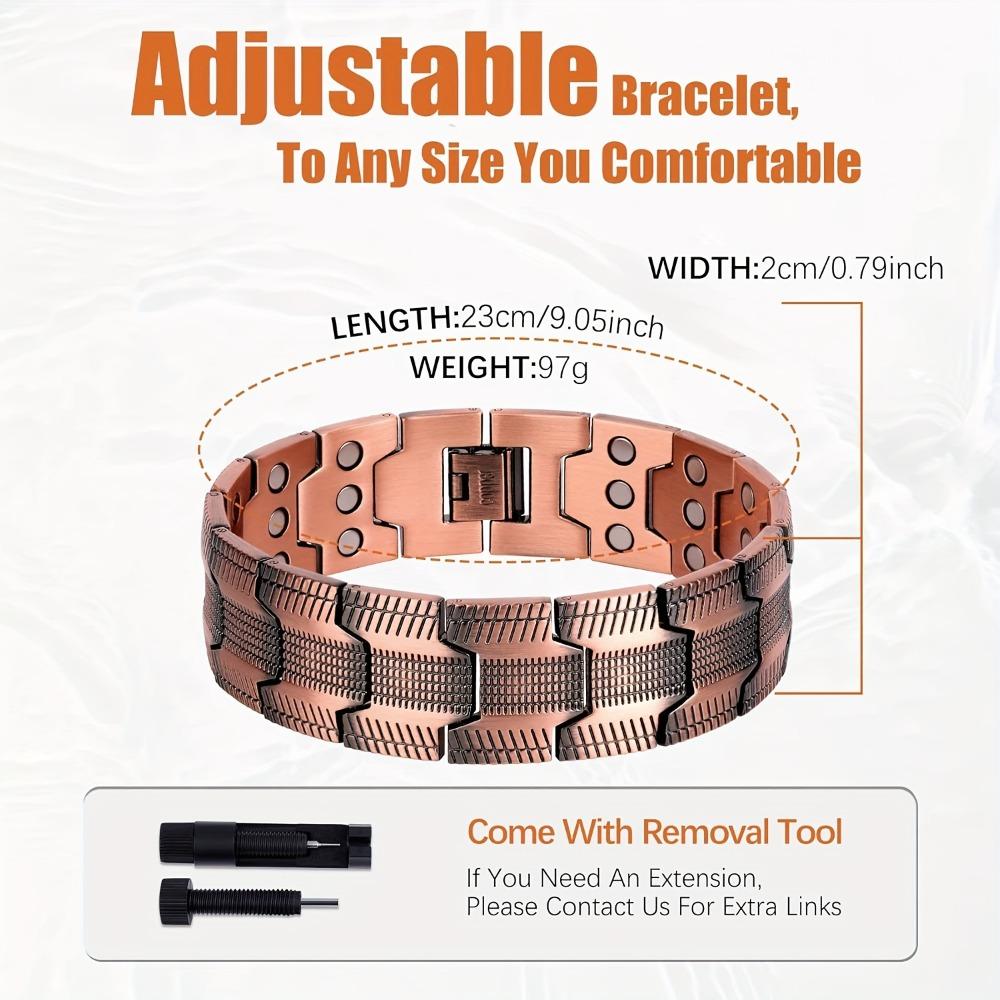 1pc Magnetic Bracelets for Men, Copper Bracelets for Men,, Men's Bracelets for Jewelry Gift with Adjustable Sizing Tool