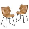 Dining Chairs Set of 2, Faux Leather Chairs with Metal Frame, Upholstered Kitchen Chairs for Dining Room, Living Room, Office, Cognac Brown