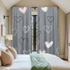 2pcs Heart Print Curtains Pink White Black Love Pattern Romantic Style Polyester Window Drapes for Bedroom Living Room