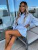 Summe Elegant Women's Casual Fashion Solid Color Lace Multi-button Set Long Sleeve Top Shorts