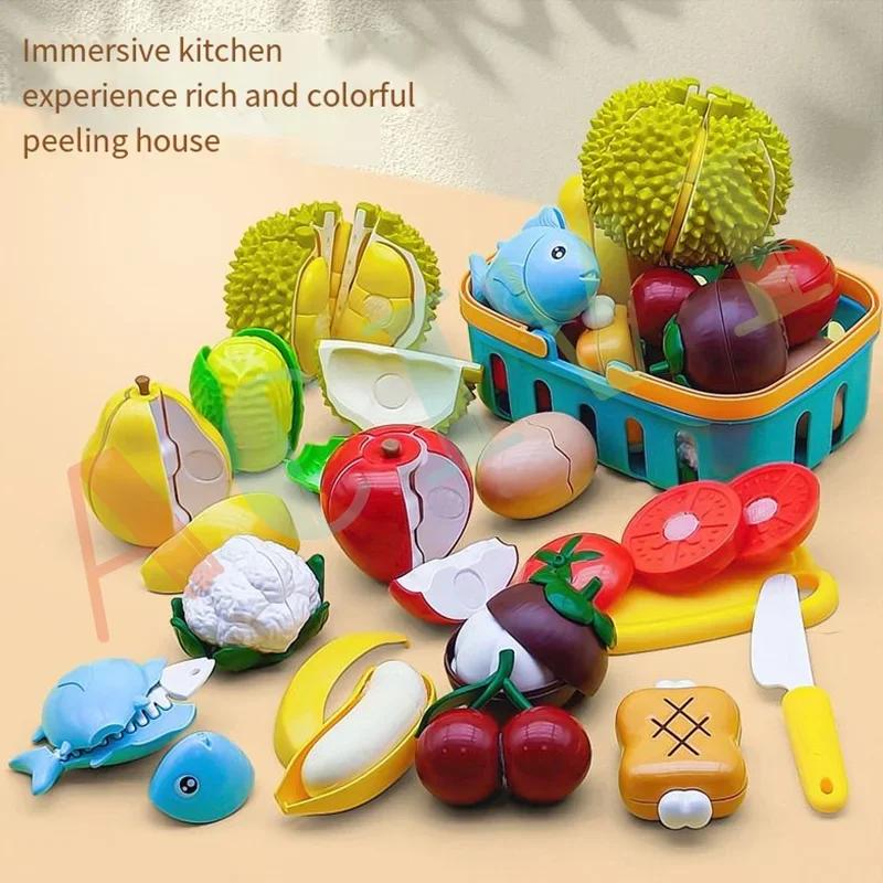 Children Toys Cutting Fruits and Vegetables Set for Kids Pretend Play Simulation Kitchen Toy Montessori Baby Toys for Girls Boys