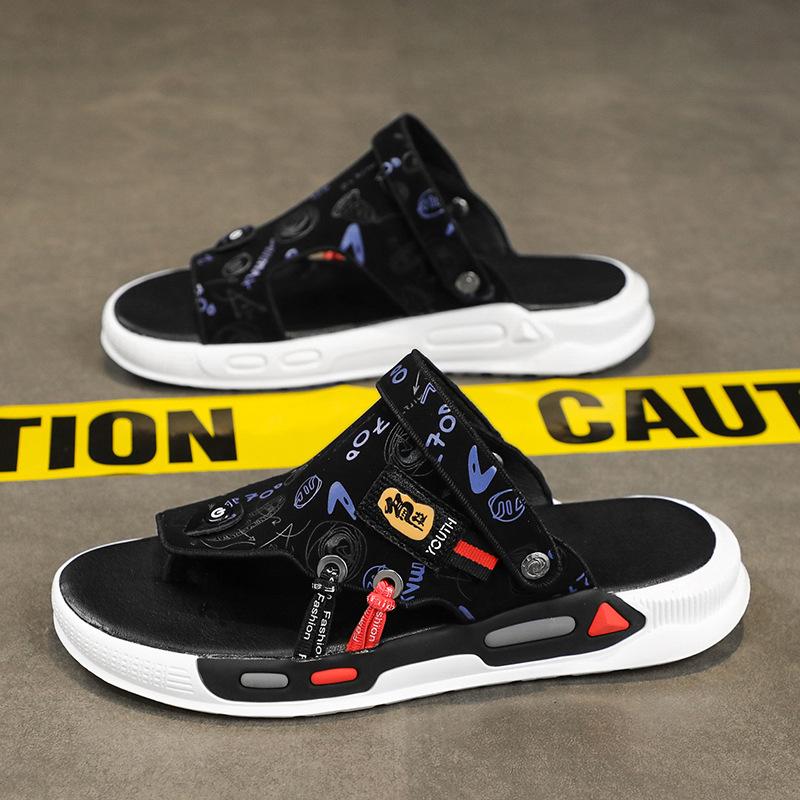 

Sandals men s summer wear non-slip thick-soled wear-resistant beach sports men s dual-purpose casual driving slippers 44 синій