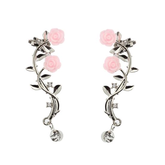 Boucles d'oreilles Magnifiques Boucles d'oreilles Grimpantes Rampantes Rose Fleur Branche