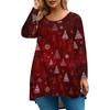 Women's Fashion Large Size Round Neck Long Sleeve Casual Christmas Print Loose Pullover Top
