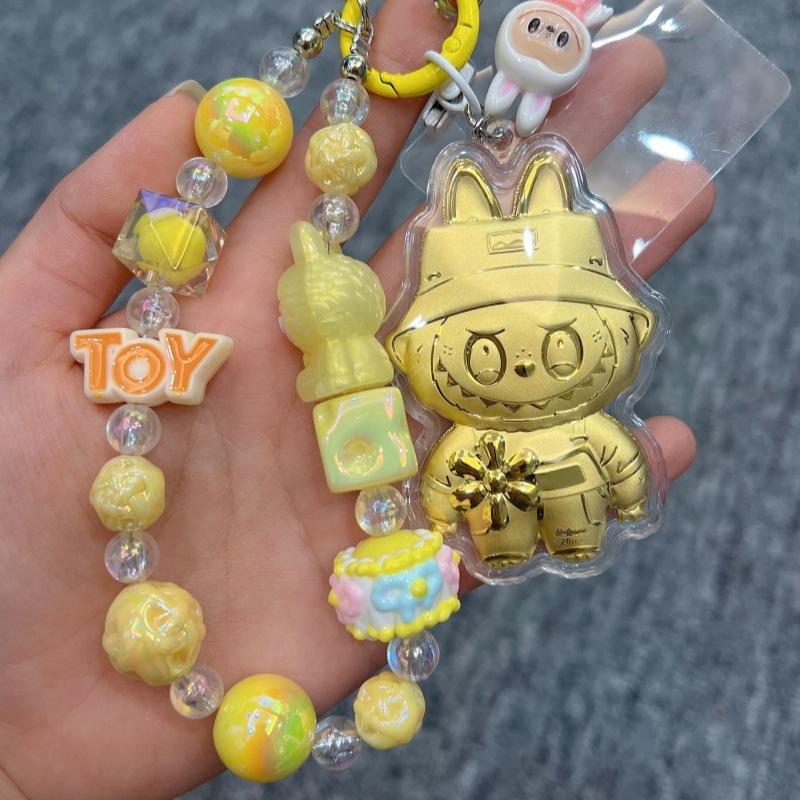 Цепочка для мобильного телефона Мультяшная Лабубу Бусинная цепочка Брелок Подвеска для сумки Подарок для девушки