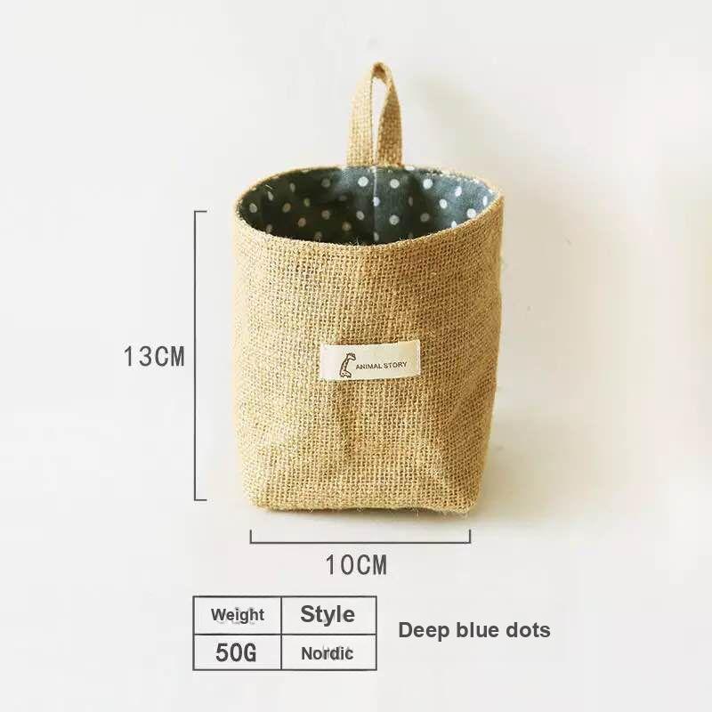 Cotton Linen Storage Hanging Bag - Over-the-Door Wall Desktop Organizer for Bathroom and Home