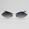 Small Rimless Cheetah Sunglasses Men Women Retro Vintage Travel Eyewear New Trend Diamond Shape UV400 Sun Glasses Google Shades
