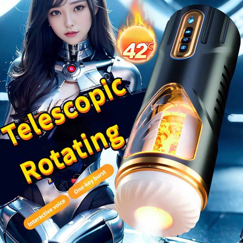 Real Vagina Pussy Heated Automatic Masturbator Male Telescopic Rotating Masturbation Cup Adult Sex Toy Shop for Men Sexy Machine