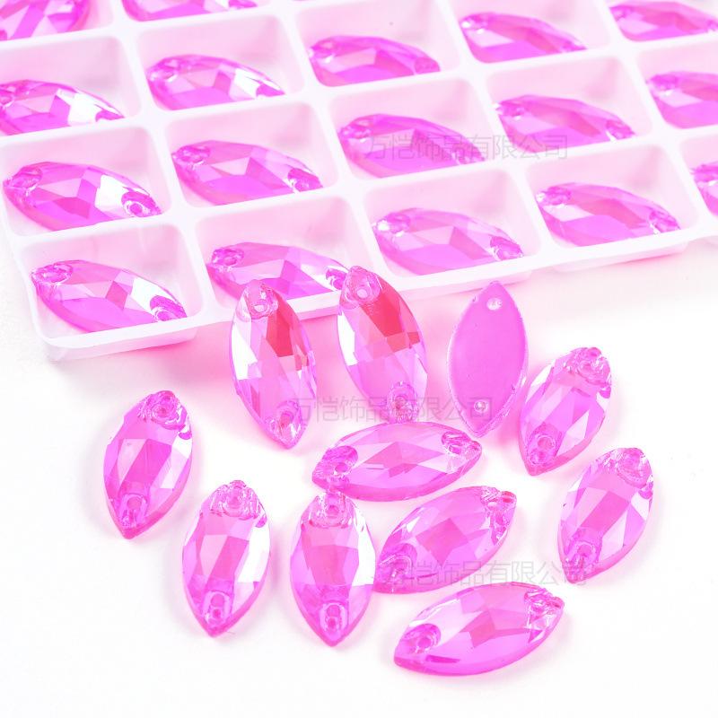 Fluorescent Glass Hand-Sewn Drill, Rose Red Water Drop Satellite Neon Special-Shaped Flat-Bottom Hand-Sewn Stone Diy Rhinestone Jewelry Accessories