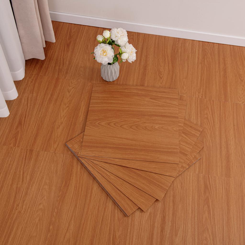 NINETAI Peel And Stick Floor Tile, 50pcs Vinyl Plank Wood Grain Look 11.81in*11.81in/48 Sq.Ft, Kitchen Mats For Floor