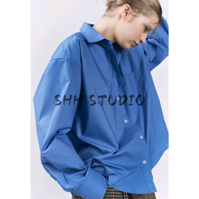 Spring New Women's Clothing Fashion Style Loose Cotton Poplin Long Sleeves Simple Shirt Tops 2269259
