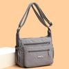 Leichte Umhängetasche für Damen, Multifunktionale Hellgraue Nylon-Schultertasche mit Mehreren Reißverschlusstaschen, Lässige Umhängetasche für den Täglichen Gebrauch