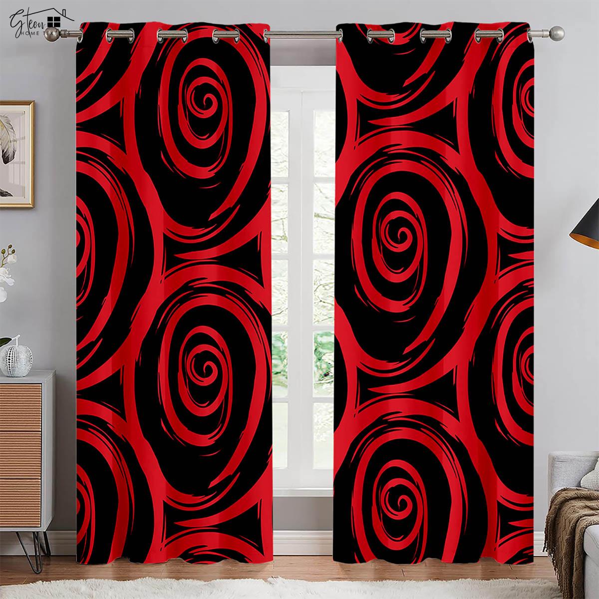 

Романтичный День святого Валентина, черно-красные розы, 3D-печатные шторы для спальни, гостиной, кухни, кабинета, декоративные шторы, 2 шт. W50xH130(CM)x2PCS&Rod pocket