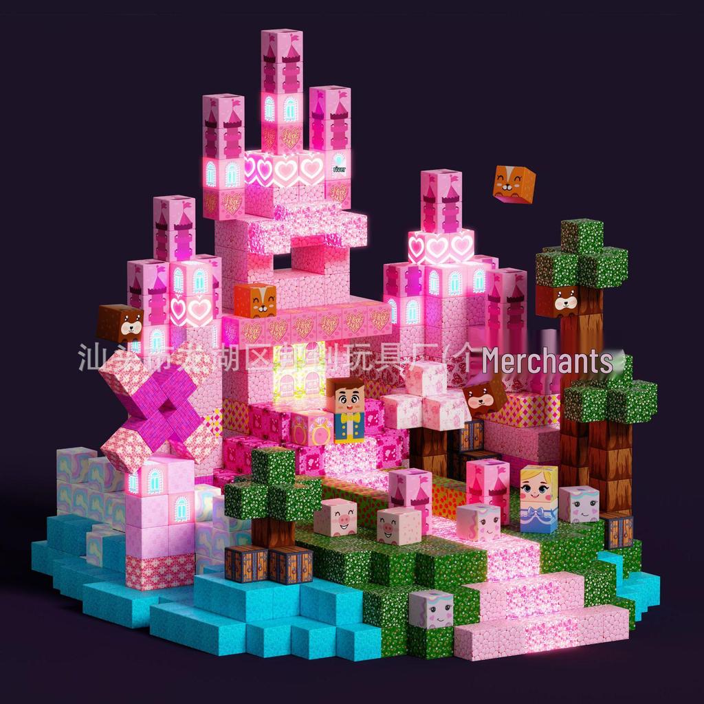 Rosa Schloss Magnetische Bausteine - STEM Lernspielzeug für Kinder