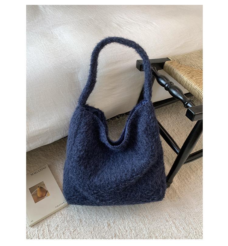 Korean Lazy Woolen Tote Bag Women's 2025 New Casual Retro Shoulder Bag Large-capacity Commuter Armpit Bag