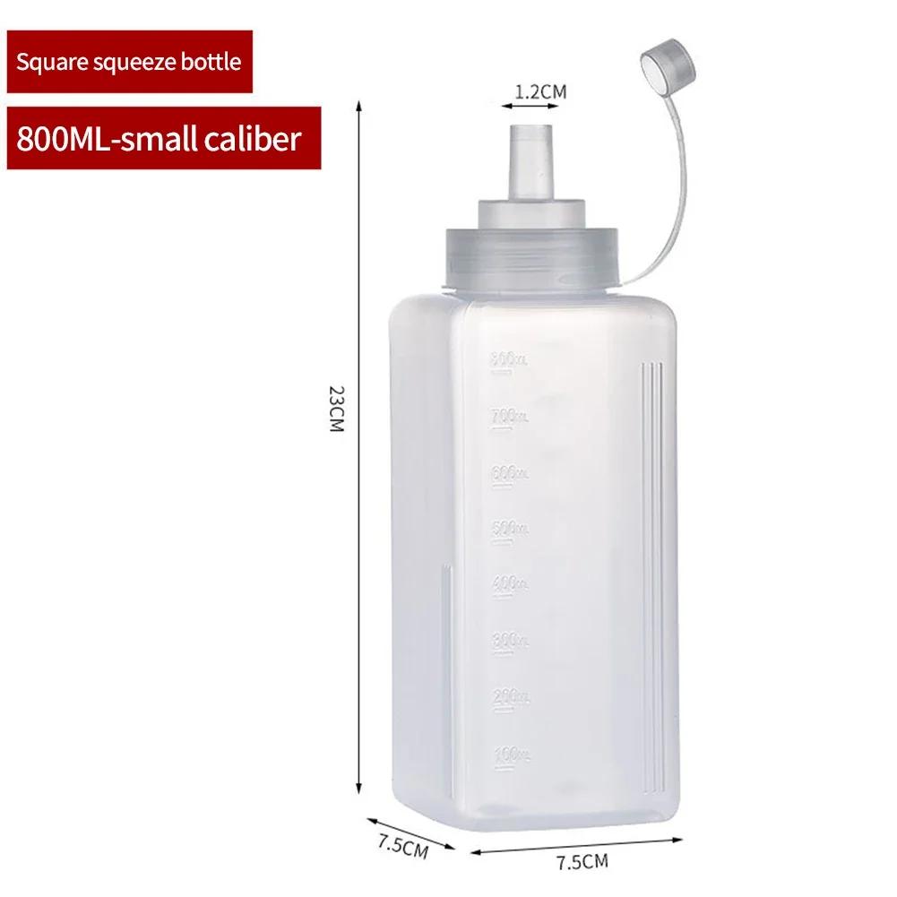 1pc 800/1000ML Squeeze Sauce Bottle Small Dia Dustproof Plastic Square Squeeze Tomato Salad Sauce Bottle Dressing Bottle