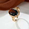 Retro Oval geschliffene Große Weiße Braune Steinringe für Damen Herren Goldfarbe Luxus Damen Herren Paar Ring Eheringe Party Schmuck
