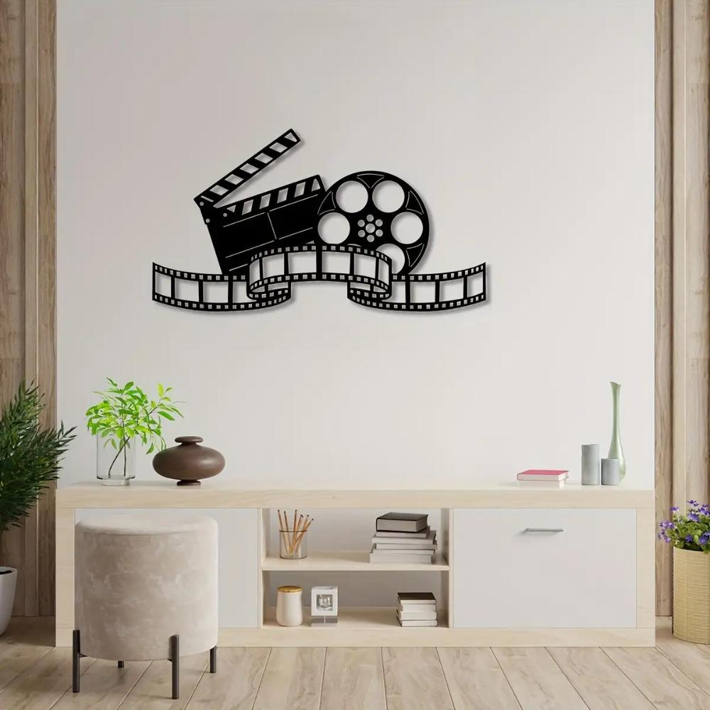 Metal Movie Wall Art Decor, Iron Film Reels Clapperboard Sculptures for Home Garden Courtyard Balcony Indoor Outdoor Durable