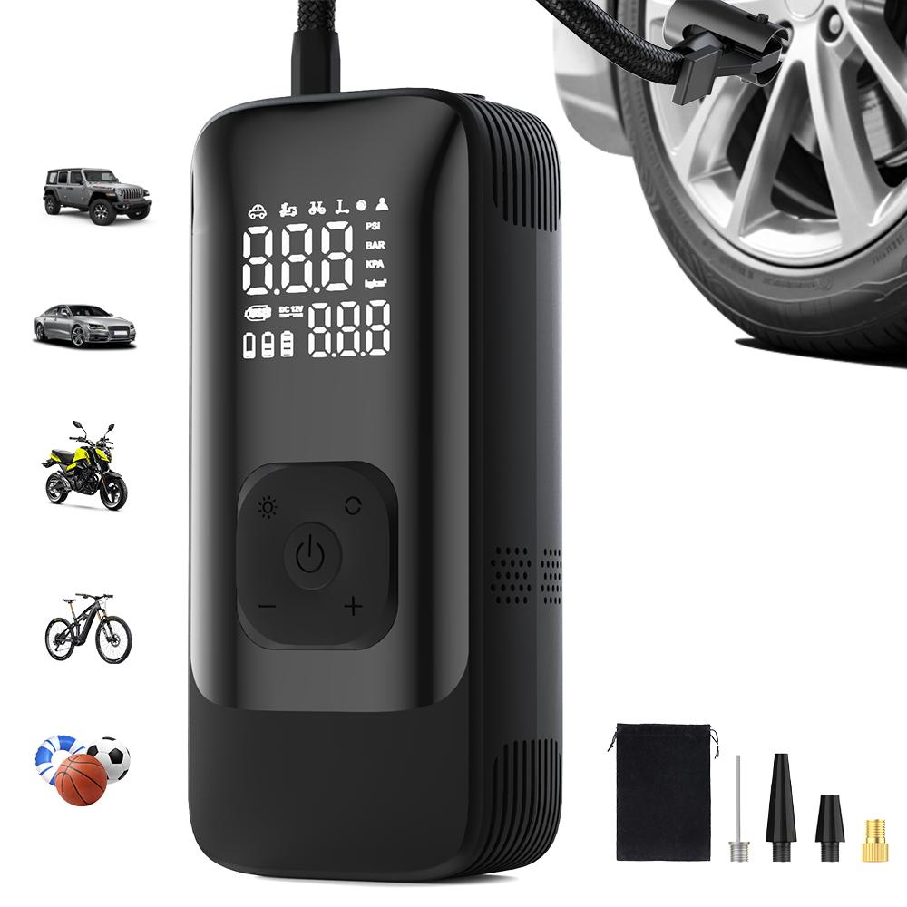 Wireless Car Air Pump Portable Air Compressor Electric Tire Inflator with LCD Digital Display for Car Motorcycles Bicycle Ball