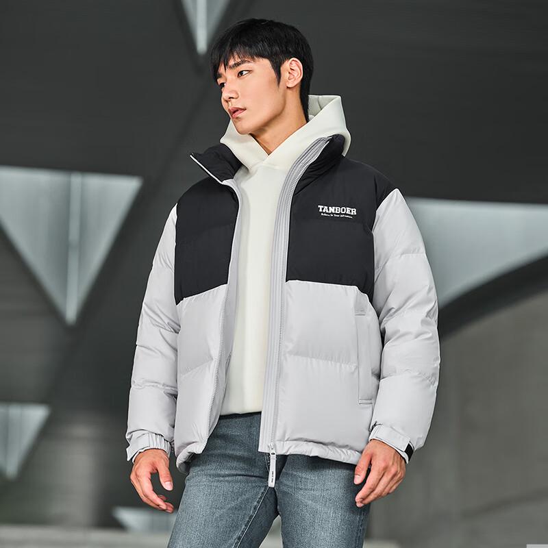 Tanboer Unisex Stand Collar Color Block Thick Down Jacket TD236322