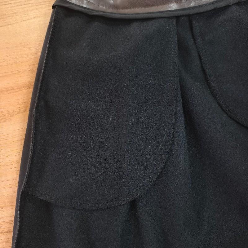 Qooth PU Leather Skirt with Pockets High-Waist Faux Leather Belted Skirt Women's Functional Fashion Skirt QT2984