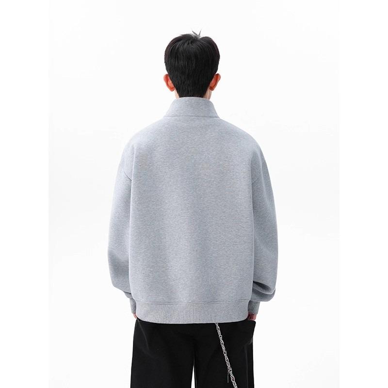 Men's High-End Cotton Long-Sleeve Sweatshirt – Solid Color, Round Neck, Versatile, Skin-Friendly Base Layer