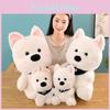 Adorable Scarf White Dog Plush Toy Soft Stuffed Animal For Gifts And Events