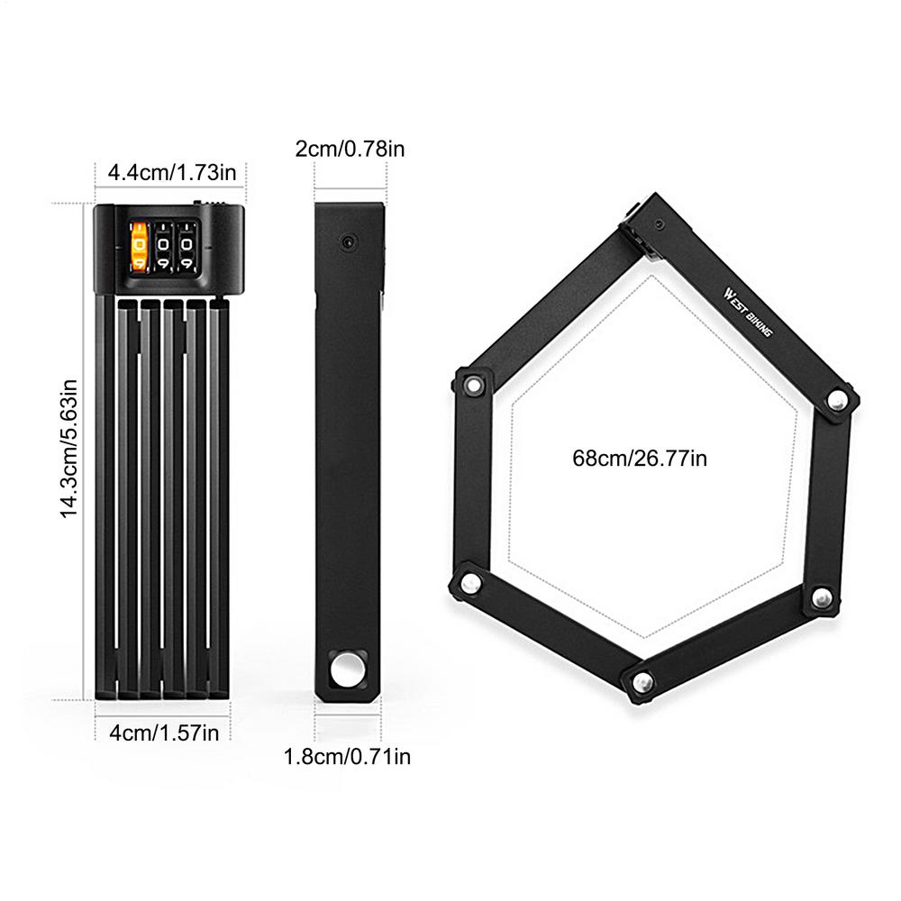 Bicycle Folding Lock Anti Theft 3 Digit Combination Lock Heavy Duty Safety Motorcycle mountain Road Cycling Lock Convenient