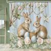 Paaseieren Douchegordijn, Schattig Konijn Bedrukt Badkamer Decoratief Douchegordijn, Stof Huis Gordijn met Haken