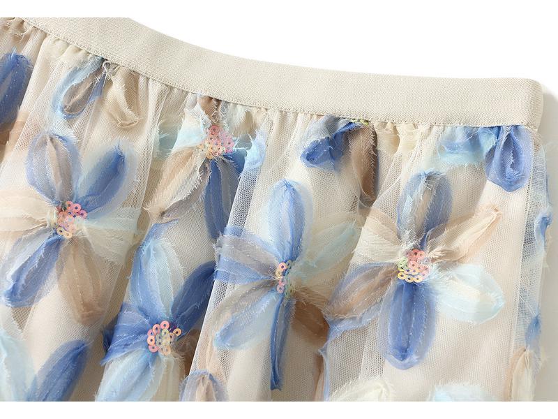 Printemps 2025 Jupe trapèze longue midi en tulle à paillettes - Jupe longue midi dissimulant les hanches