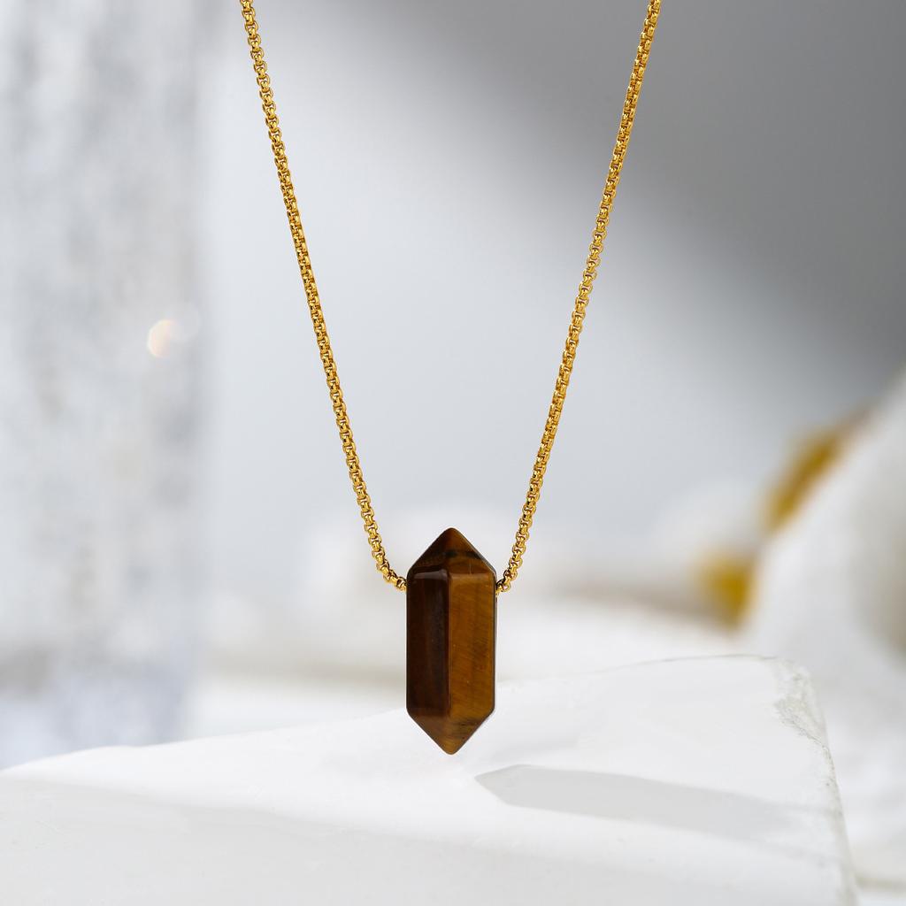 Natural Crystal Pendant, Amethyst, Lapis Lazuli, Necklace, Double Pointed Pillar, Jewelry