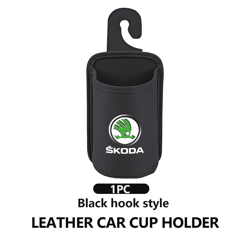 ADT1 For Skoda Car Door Cup Holder Leather Automotive Drink Rack Storage Bin Octavia A5 A7 RS Fabia Superb Rapid Karoq
