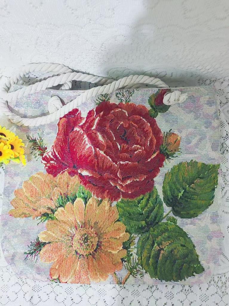 Ethnic style large shoulder bag South East Asia style double-sided embroidery cartoon animal elephant canvas bag female travel bag