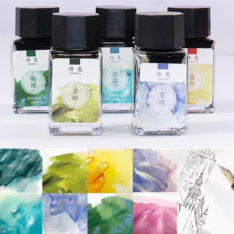 18ml Glass Bottle Color Gold Powder Ink Tonable Non-carbon Vegetable Dye Art Dip Pen Watercolor Painting Creation Toning Ink