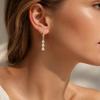 Drop Fringe Earrings, 14K Gold Plated Long Lasting Tarnish Free Marquise Pear Cut CZ Piercing Stud Jewelry Luxury Party Jewelry