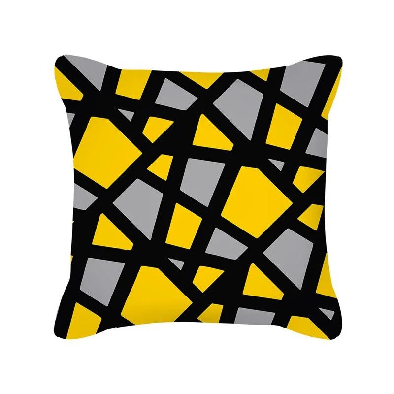 Yellow Pattern Home Decoration Cushion Cover Nordic Style Home Sofa Cushion Cover Black and Gray Striped Plaid Pillow Cover