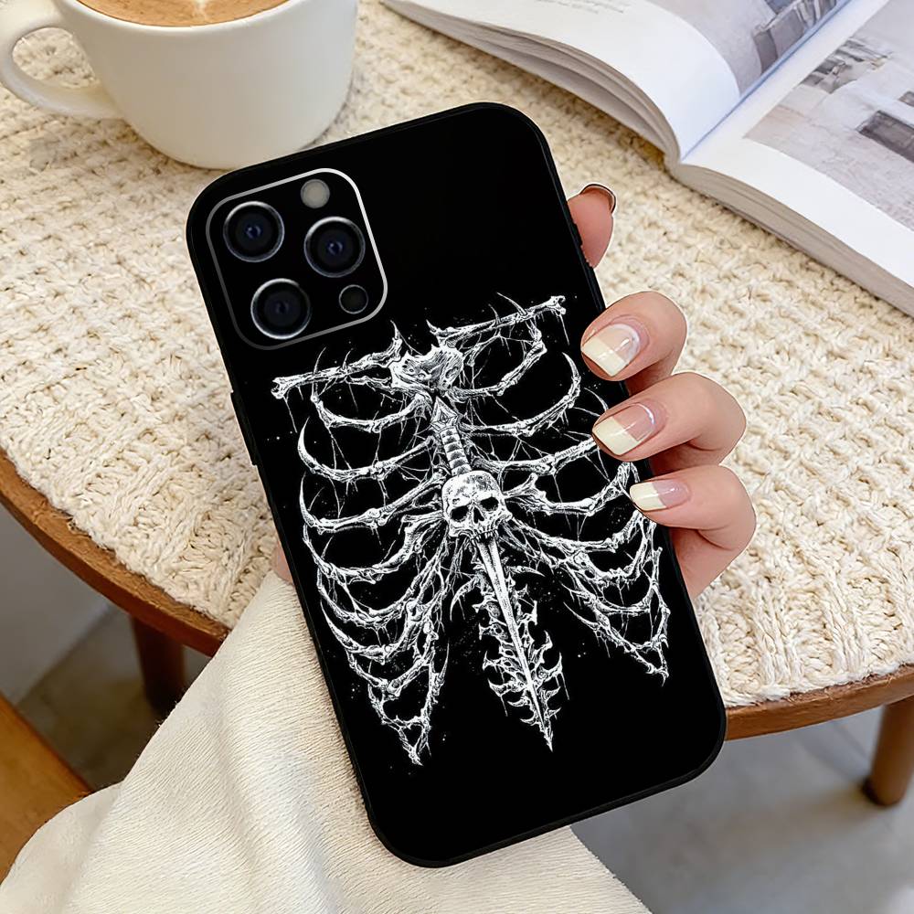 Gothic T-Cyber Sigil Cross Phone Case For iPhone 17, 16,15,14,13,12,11 Plus,Pro Max, Others Soft Black Cover