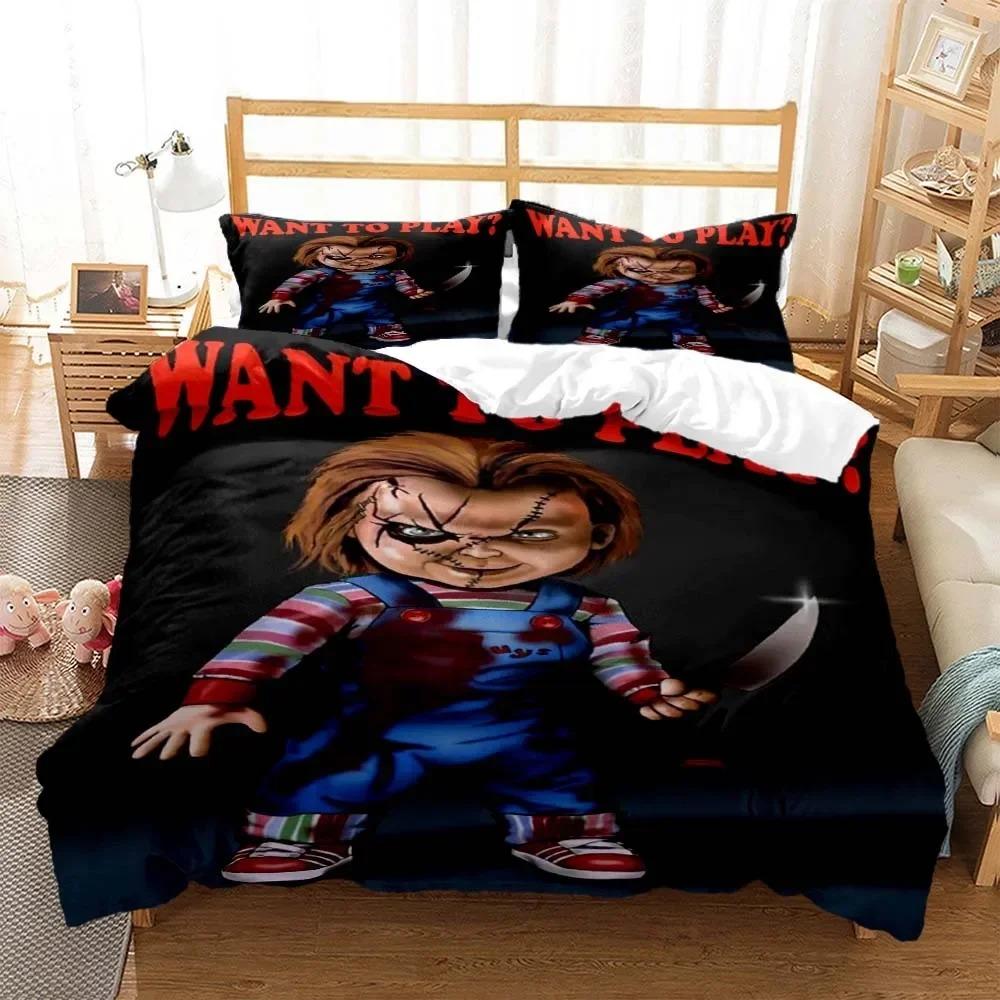 Comforter Halloween Horror Movie Clown Bedding Set 3D Printed Suitable For Bedroom Kids Home Textile